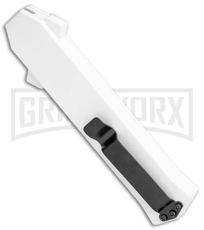 AKC F-16 White D/A OTF Automatic Knife - Dagger Two Tone Plain AKC F-16 White D/A OTF Automatic Knife - Dagger Two Tone Plain -Knivesand Tools Shop AKC F 16 DA Dagger OTF Auto White TT BHQ 114659 jr side large