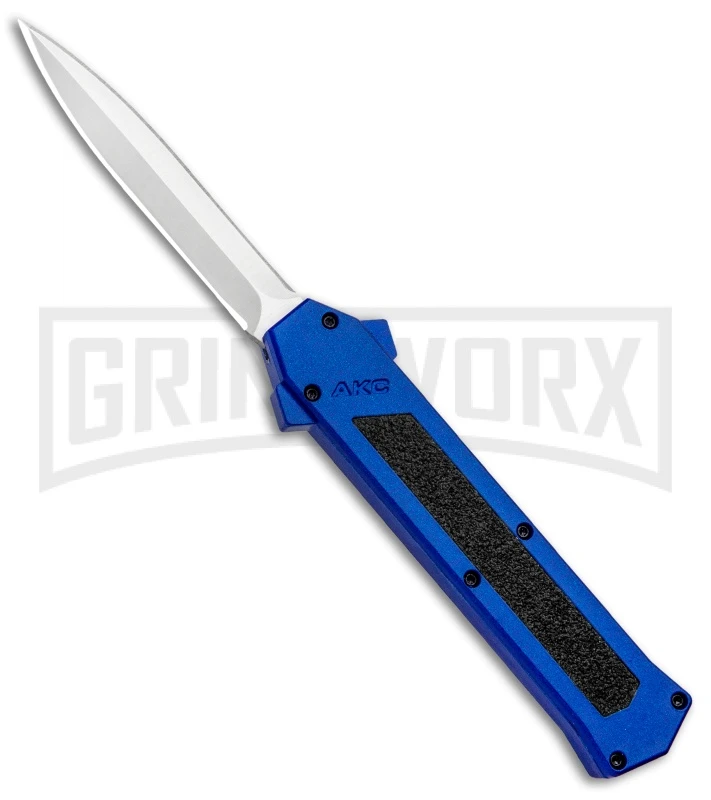 AKC F-16 Blue D/A OTF Automatic Knife - Dagger Satin Plain AKC F-16 Blue D/A OTF Automatic Knife - Dagger Satin Plain -Knivesand Tools Shop AKC F 16 DA Dagger OTF Blue Satin BHQ 93753 jr large