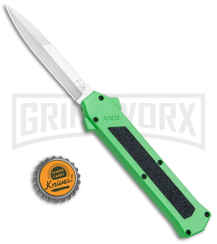 AKC F-16 Green D/A OTF Automatic Knife - Bayo Satin Plain AKC F-16 Green D/A OTF Automatic Knife - Bayo Satin Plain -Knivesand Tools Shop AKC F 16 Green DA OTF Bayo Satin Plain BP 23855 jr bottlecap large
