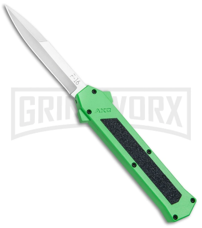 AKC F-16 Green D/A OTF Automatic Knife - Bayo Satin Plain AKC F-16 Green D/A OTF Automatic Knife - Bayo Satin Plain -Knivesand Tools Shop AKC F 16 Green DA OTF Bayo Satin Plain BP 23855 jr large