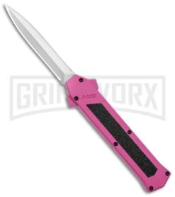 AKC F-16 Pink D/A OTF Automatic Knife - Dagger Satin Plain