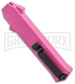 AKC F-16 Pink D/A OTF Automatic Knife - Dagger Satin Plain -Knivesand Tools Shop AKC F 16 Pink DA OTF Auto Dagger Satin GX 37627 jr side large