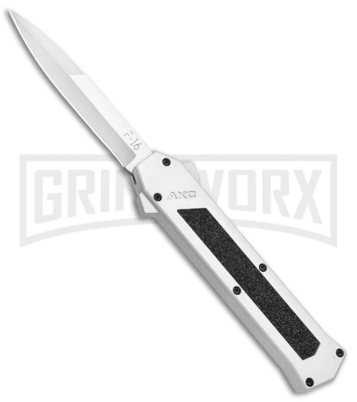 AKC F-16 White D/A OTF Automatic Knife - Bayo Satin Plain AKC F-16 White D/A OTF Automatic Knife - Bayo Satin Plain -Knivesand Tools Shop AKC F 16 White DA OTF Bayo Satin Plain BP 23853 jr large