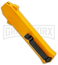 AKC F-16 Yellow D/A OTF Automatic Knife - Bayonet Satin Plain -Knivesand Tools Shop AKC F 16 Yellow DA OTF Auto Bayo Satin GX 37617 jr side large