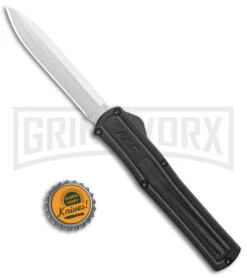 AKC F-20 Black CF D/A OTF Automatic Knife - Spear Point Satin Plain -Knivesand Tools Shop AKC F 20 DA Dagger OTF Auto Black CF Satin BHQ 140496 jr bottlecap large