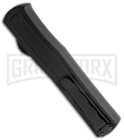 AKC F-20 Black CF D/A OTF Automatic Knife - Spear Point Satin Plain -Knivesand Tools Shop AKC F 20 DA Dagger OTF Auto Black CF Satin BHQ 140496 jr side large