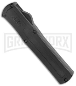 AKC F-20 Black CF D/A OTF Automatic Knife - Spear Point Satin Plain -Knivesand Tools Shop AKC F 20 DA Dagger OTF Auto Black CF Satin BHQ 140496 jr spine large