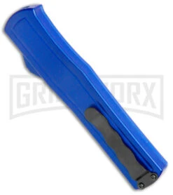 AKC F-20 Blue D/A OTF Automatic Dagger Knife - Satin Plain -Knivesand Tools Shop AKC F 20 DA Dagger OTF Auto Blue Satin BHQ 141098 jr side 2 large