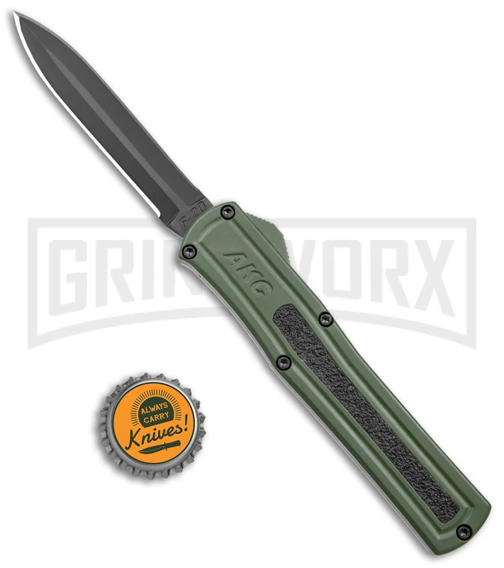 AKC F-20 OD Green Aluminum D/A OTF Automatic Knife - Dagger Black Plain AKC F-20 OD Green Aluminum D/A OTF Automatic Knife - Dagger Black Plain -Knivesand Tools Shop AKC F 20 DA Dagger OTF Auto OD Green Black BHQ 146285 jr bottlecap large