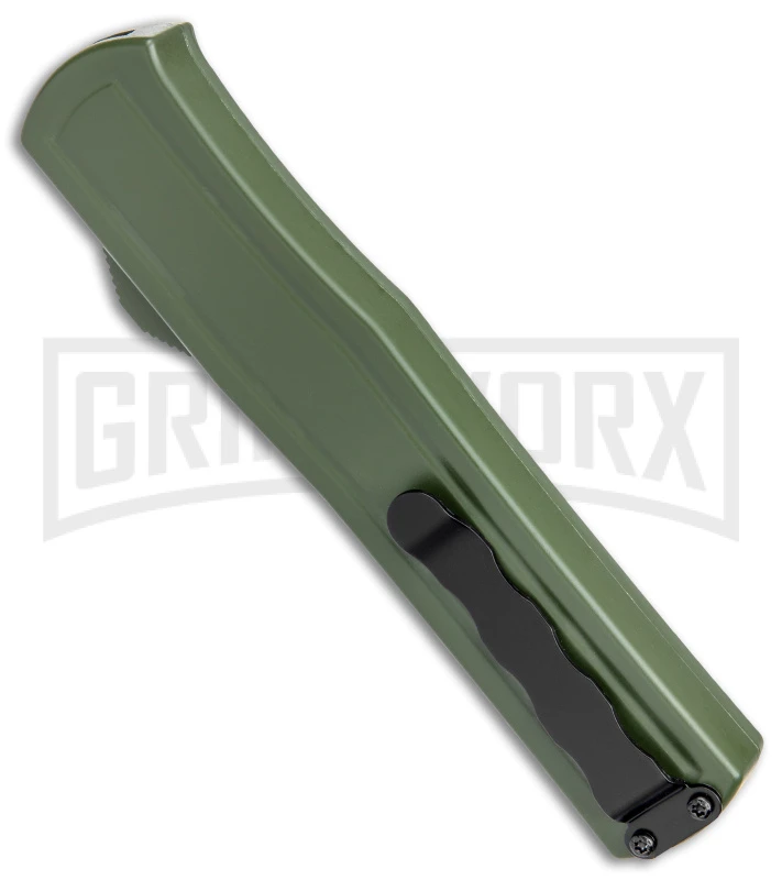 AKC F-20 OD Green Aluminum D/A OTF Automatic Knife - Dagger Black Plain AKC F-20 OD Green Aluminum D/A OTF Automatic Knife - Dagger Black Plain -Knivesand Tools Shop AKC F 20 DA Dagger OTF Auto OD Green Black BHQ 146285 jr side large