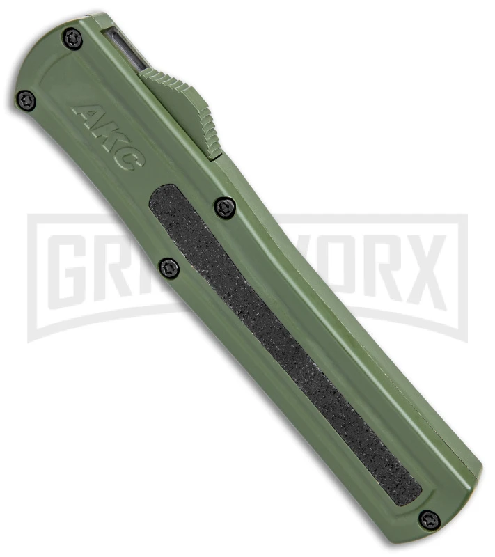 AKC F-20 OD Green Aluminum D/A OTF Automatic Knife - Dagger Black Plain AKC F-20 OD Green Aluminum D/A OTF Automatic Knife - Dagger Black Plain -Knivesand Tools Shop AKC F 20 DA Dagger OTF Auto OD Green Black BHQ 146285 jr spine large