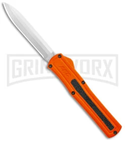 AKC F-20 Orange D/A OTF Drop Point Automatic Knife - Satin Plain