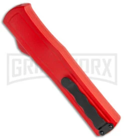 AKC F-20 Red D/A OTF Automatic Knife - Satin Plain -Knivesand Tools Shop AKC F 20 DA Dagger OTF Auto Red Satin BHQ 140483 jr side large