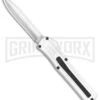 AKC F-20 White D/A OTF Automatic Knife - Dagger Satin Plain -Knivesand Tools Shop AKC F 20 DA Dagger OTF Auto White Satin BHQ 141065 jr 2 large
