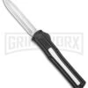 AKC F-20 Black W/ White Inlay D/A OTF Automatic Knife - Satin Plain -Knivesand Tools Shop AKC F 20 DA SP OTF Auto Black White Inlay Satin BHQ 152917 jr large