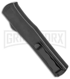 AKC F-20 Black W/ Wood Inlay D/A OTF Automatic Knife - Satin Plain -Knivesand Tools Shop AKC F 20 DA SP OTF Auto Black Wood Inlay Satin BHQ 152445 jr side large