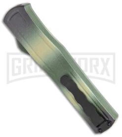 AKC F-20 Camo D/A OTF Automatic Knife - Spear Point Satin Plain -Knivesand Tools Shop AKC F 20 DA SP OTF Auto Camo Satin BHQ 141095 jr side large