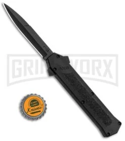 AKC F-16 Black Inlay D/A OTF Automatic Knife - Bayo Black Plain -Knivesand Tools Shop AKC F DA Bayo OTF Black Inlay Black BHQ 83219 jr bottlecap large
