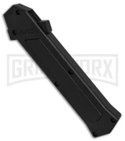 AKC F-16 Black Inlay D/A OTF Automatic Knife - Bayo Satin Plain -Knivesand Tools Shop AKC F16 DA Bayonet Black Inlay satin BHQ 79503 er spine large