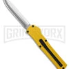 AKC F-20 D/A Drop Point Yellow OTF Automatic Knife - Satin Plain -Knivesand Tools Shop AKC F20 DA DP OTF AK Yelow 3in Satin BHQ 178601 td large