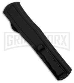 AKC F-20 D/A Dagger Black Aluminum OTF Automatic Knife - Two Tone Plain -Knivesand Tools Shop AKC F20 DA Dagger OTF AK Black Alum 3in Two Tone BHQ 178763 td side large