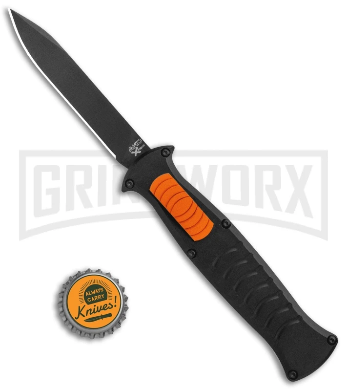 AKC X-treme EVO Black / Orange Slide OTF Automatic Knife - Black Plain AKC X-treme EVO Black / Orange Slide OTF Automatic Knife - Black Plain -Knivesand Tools Shop AKC X treme EVO OTF Auto Black Orange Slide Black BHQ 114335 jr bottlecap large