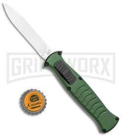 AKC X-treme EVO Green OTF Automatic Knife - Satin Plain -Knivesand Tools Shop AKC X treme EVO OTF Auto Green Satin BHQ 105417 jr bottlecap large
