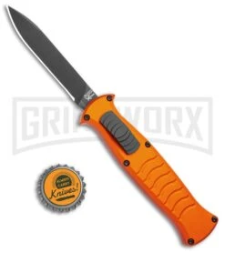 AKC X-treme EVO Orange OTF Automatic Knife - Black Plain -Knivesand Tools Shop AKC X treme EVO OTF Auto Orange Black BHQ 105416 jr bottlecap large