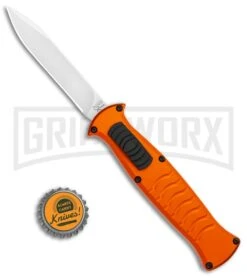 AKC X-treme EVO Orange OTF Automatic Knife - Satin Plain -Knivesand Tools Shop AKC X treme EVO OTF Auto Orange Satin BHQ 114657 jr bottlecap large