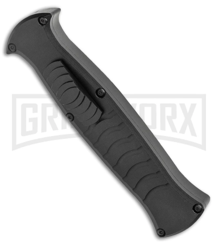 AKC X-treme EVO Black OTF Automatic Knife - Black Plain Dagger AKC X-treme EVO Black OTF Automatic Knife - Black Plain Dagger -Knivesand Tools Shop AKC X treme EVO OTF Automatic Knife Black 3.5 Black Dagger BHQ 119845 LS Spine large
