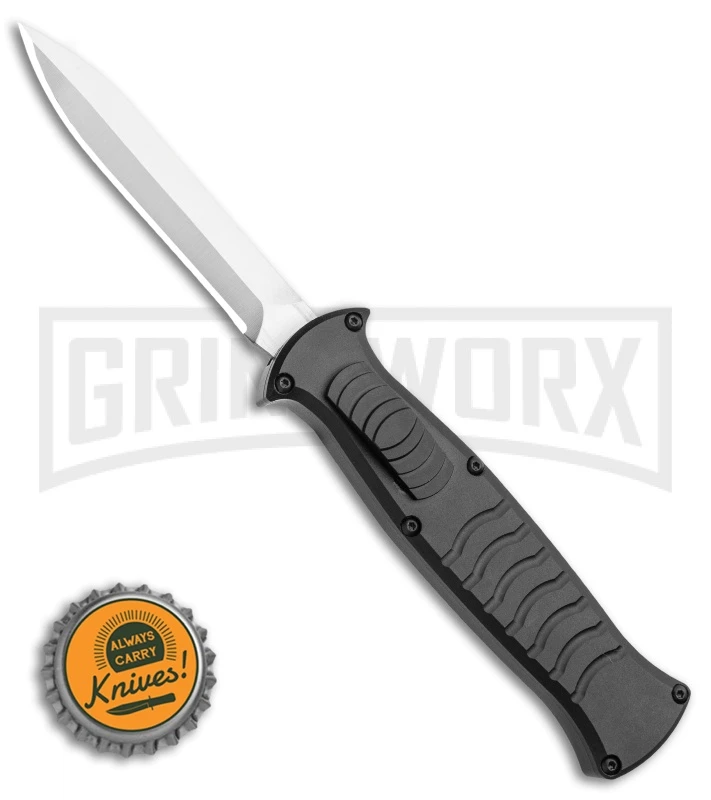 AKC X-treme EVO Black OTF Automatic Knife - Satin Plain Dagger AKC X-treme EVO Black OTF Automatic Knife - Satin Plain Dagger -Knivesand Tools Shop AKC X treme EVO OTF Automatic Knife Black 3.5 Satin Dagger BHQ 119723 LS Bottlecap large