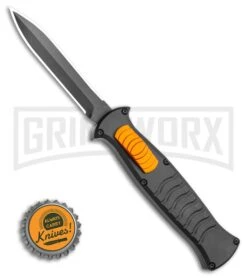 AKC X-treme EVO Black / Orange Slide OTF Automatic Knife - Black Plain Dagger -Knivesand Tools Shop AKC X treme EVO OTF Automatic Knife Black Orange Slide 3.5 Black Dagger BHQ 119626 LS Bottlecap large