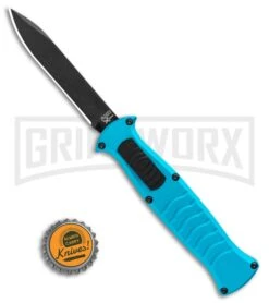 AKC X-treme EVO Blue OTF Automatic Knife - Black Plain -Knivesand Tools Shop AKC X treme EVO OTF Automatic Knife Blue 3.5in Black EVO LBB BHQ 114336 LS Bottlecap large