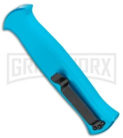 AKC X-treme EVO Blue OTF Automatic Knife - Black Plain -Knivesand Tools Shop AKC X treme EVO OTF Automatic Knife Blue 3.5in Black EVO LBB BHQ 114336 LS Side large