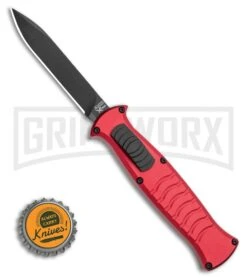 AKC X-treme EVO RB OTF Automatic Knife - Red Black Plain -Knivesand Tools Shop AKC X treme EVO OTF Automatic Knife Red 3.5in Black EVO ROB BHQ 115345 LS Bottlecap large