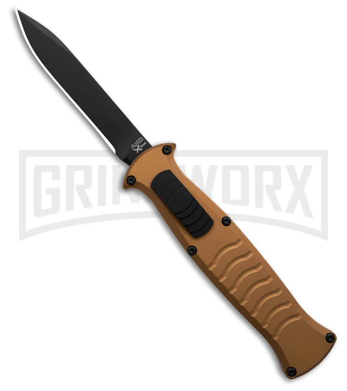 AKC X-treme EVO Gold OTF Automatic Knife - Black Plain Spear Point AKC X-treme EVO Gold OTF Automatic Knife - Black Plain Spear Point -Knivesand Tools Shop AKC Xtreme EVO Gold Automatic Knife Black Plain GX 41624 hd large
