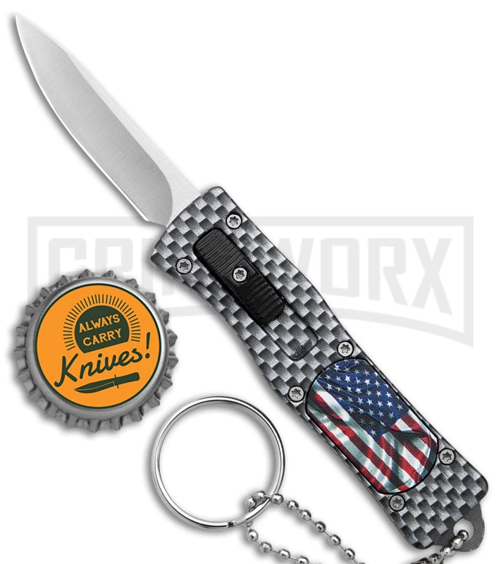 American Flag Mini Dog Tag Gray Carbon Fiber D/A OTF Auto Knife -Satin Plain American Flag Mini Dog Tag Gray Carbon Fiber D/A OTF Auto Knife -Satin Plain -Knivesand Tools Shop American Flag Mini Dog Tag CF DA Auto Satin BHQ 175038 jr bottlecap large