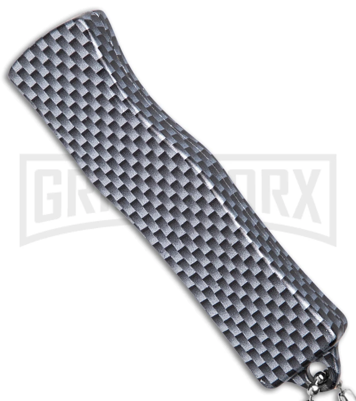 American Flag Mini Dog Tag Gray Carbon Fiber D/A OTF Auto Knife -Satin Plain American Flag Mini Dog Tag Gray Carbon Fiber D/A OTF Auto Knife -Satin Plain -Knivesand Tools Shop American Flag Mini Dog Tag CF DA Auto Satin BHQ 175038 jr side large