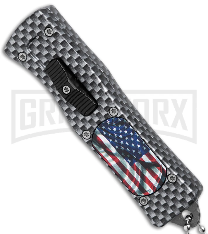 American Flag Mini Dog Tag Gray Carbon Fiber D/A OTF Auto Knife -Satin Plain American Flag Mini Dog Tag Gray Carbon Fiber D/A OTF Auto Knife -Satin Plain -Knivesand Tools Shop American Flag Mini Dog Tag CF DA Auto Satin BHQ 175038 jr spine large