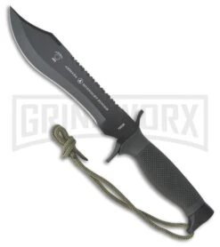 Armada Midnight Finish OD Green Polymer Fixed Blade Knife - Black Plain