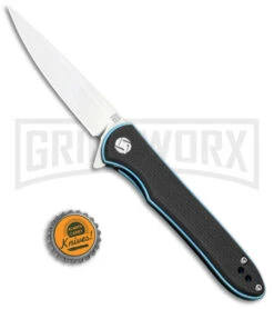 Artisan Cutlery Small Shark Black G-10/Blue Folding Knife - SW Plain -Knivesand Tools Shop Artisan Cutlery Small Shark Liner Lock Knife Black G 10 Stonewash BHQ 90009 kp bottlecap jr large