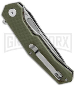 Artisan Cutlery Zumwalt Textured Green G-10 Folding Knife - Satin Plain -Knivesand Tools Shop Artisan Zumwalt FL Textured Green G 10 Satin ATZ1808PGNF BHQ 87224 jr side large