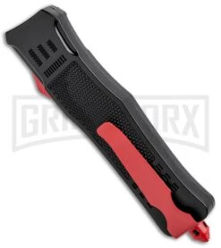 Atomic Defender Large OTF Automatic Knife Black - Red Two Tone Drop Point -Knivesand Tools Shop Atomic Defender DP Red Black OTF Auto Red GX 33631 jr side large