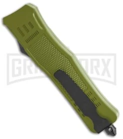 Atomic Defender Large OTF Automatic Knife OD Green - Two Tone Dagger -Knivesand Tools Shop Atomic Defender Dagger OD Green OTF Auto TT GX 36259 jr side large
