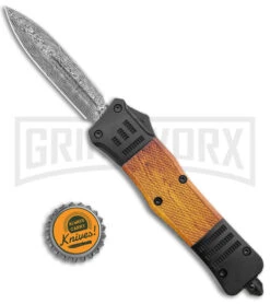 Atomic Defender Large Black/Sim Wood OTF Auto Knife - Dagger Damascus Plain -Knivesand Tools Shop Atomic Defender Large Black Sim Wood OTF Auto Dagger Damascus Plain GX 39064 jr bottlecap large
