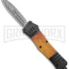 Atomic Defender Large Black/Sim Wood OTF Auto Knife - Dagger Damascus Plain -Knivesand Tools Shop Atomic Defender Large Black Sim Wood OTF Auto Dagger Damascus Plain GX 39064 jr large