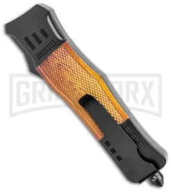 Atomic Defender Large Black/Sim Wood OTF Auto Knife - Dagger Damascus Plain -Knivesand Tools Shop Atomic Defender Large Black Sim Wood OTF Auto Dagger Damascus Plain GX 39064 jr side large