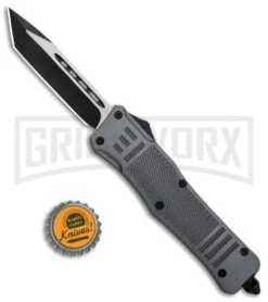 Atomic Defender Large OTF Automatic Knife Gray - Two Tone Tanto -Knivesand Tools Shop Atomic Defender Large OTF Auto Black TT Tanto GX 35865 jr bottlecap large