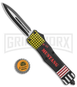Atomic Defender Lg OTF Automatic Knife P-51 Mustang - Two-Tone Dagger -Knivesand Tools Shop Atomic Defender Large OTF Auto P 51 Mustang TT Dagger GX 38182 jr bottlecap large