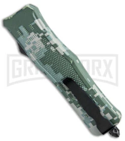 Atomic Defender Medium Digi Camo D/E OTF Automatic Knife - Dagger Two Tone Serr -Knivesand Tools Shop Atomic Defender Medium OTF Auto Digi Camo Dagger Double Serr TT GX 38990 jr side large